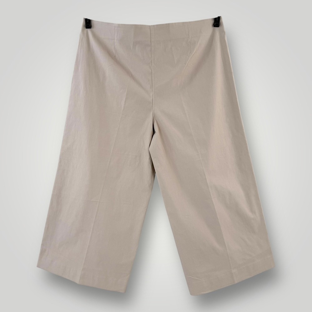 NEW Chicos Black Label Pants Womens 18 SHORT Beige Ponte Crop Wide Leg Business - Picture 2 of 8